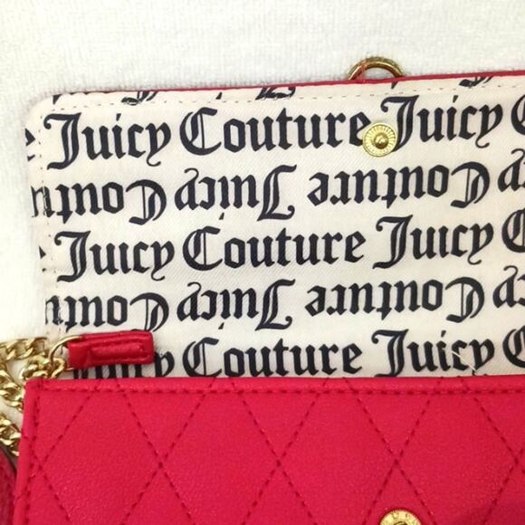 Y2K Juicy Couture Quilted Leather Long Wallet chain Heart Charm Barbiecore VNTG - Picture 7 of 16